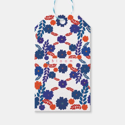 Étiquettes-cadeau Modèle vectoriel simple de fleurs bleues (Devant)