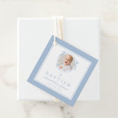 Étiquettes Cadeau Modern Blue Boy Baptism Photo (En situation)