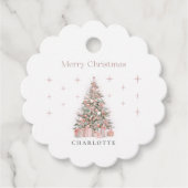 Étiquettes Cadeau Modern Blush Christmas Tree – Personalized Holiday (Devant)