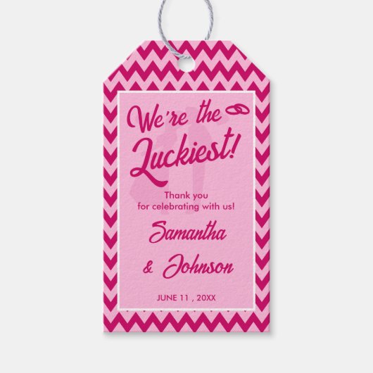 Étiquettes-cadeau Modern Blush Pink Chevron Stripe Wedding (Devant)