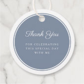 Étiquettes Cadeau Modern Dusty Blue Boy First Communion (Dos)