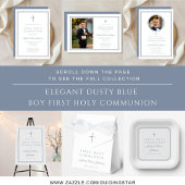 Étiquettes Cadeau Modern Dusty Blue Boy First Communion Thank You