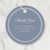 Étiquettes Cadeau Modern Dusty Blue Boy First Communion Thank You (Dos)