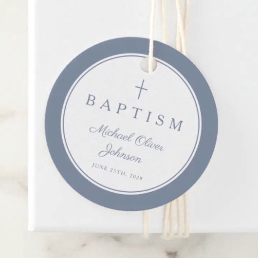 Étiquettes Cadeau Modern Dusty Blue Thank You Baptism
