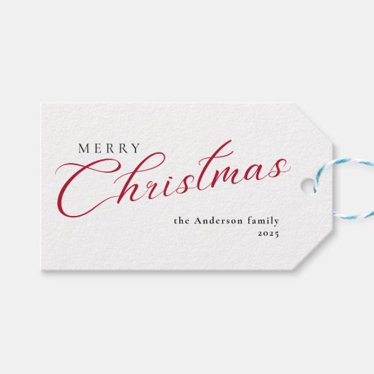 Étiquettes-cadeau Modern Elegant Calligraphy Script Merry Christmas (Devant (Horizontal))