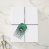 Étiquettes-cadeau Modern Falling Green Glitter 20th Birthday (Avec de la ficelle)