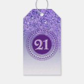 Étiquettes-cadeau Modern Falling Purple Glitter 21st Birthday (Dos)