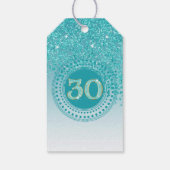 Étiquettes-cadeau Modern Falling Teal Blue Glitter 30th Birthday (Dos)