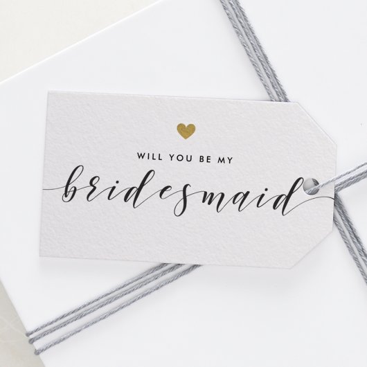 Étiquettes-cadeau Modern Gold Hearts Veux-tu être ma demoiselle d'ho