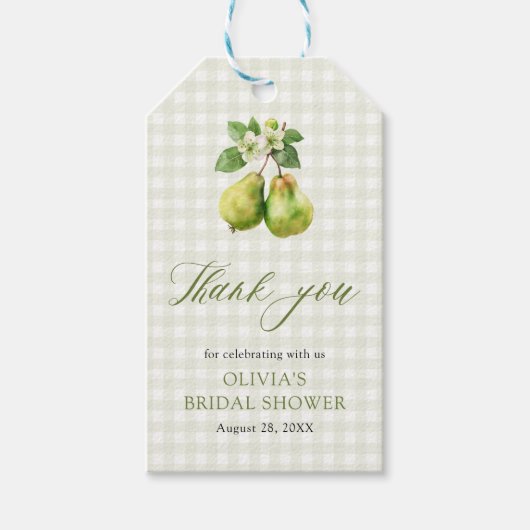 Étiquettes-cadeau Modern Green Gingham Perfect Pair Bridal Shower (Devant)