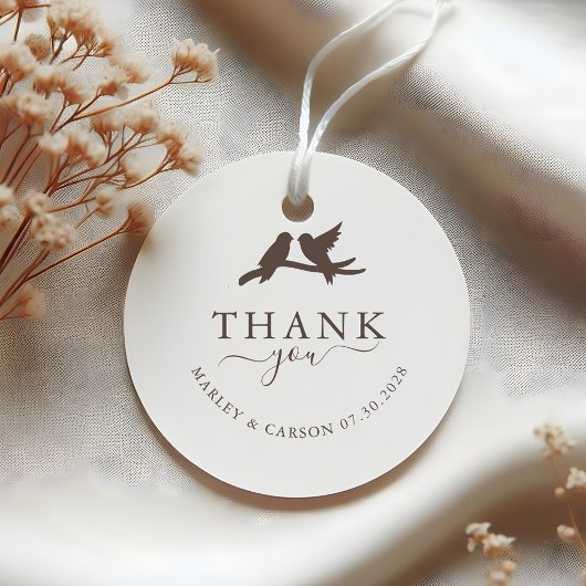 Étiquettes Cadeau Modern Lovely Birds Thank You Wedding 