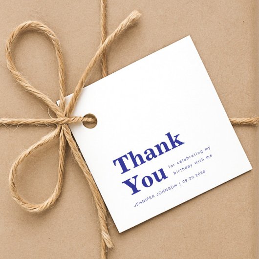 Étiquettes Cadeau Modern Minimalist Blue Birthday