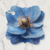 Étiquettes Cadeau Modern Minimalist Gold and Blue Poppy  (Devant)