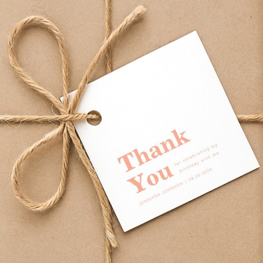 Étiquettes Cadeau Modern Minimalist Peach Birthday 