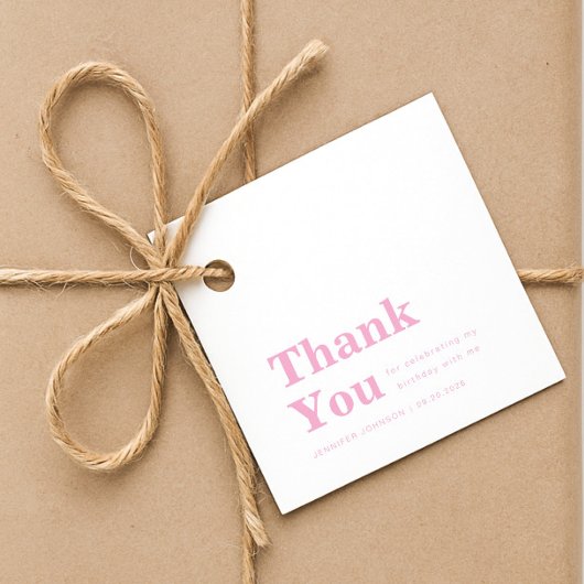 Étiquettes Cadeau Modern Minimalist Pink Birthday 