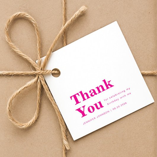 Étiquettes Cadeau Modern Minimalist Pink Birthday 