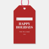 Étiquettes-cadeau Modern Minimalist Red Happy Holidays (Devant)