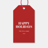 Étiquettes-cadeau Modern Minimalist Red Happy Holidays (Dos)