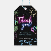 Étiquettes-cadeau Modern Neon Glow Black Pool Party Thank you (Devant)