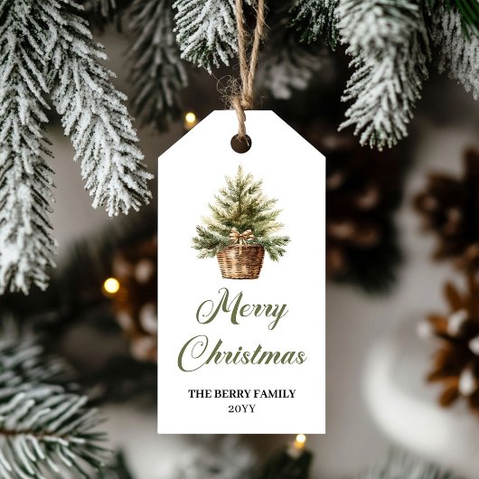 Étiquettes-cadeau Modern Neutral Christmas Tree Holiday Gift Label