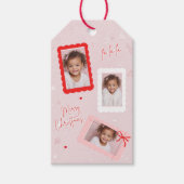 Étiquettes-cadeau Modern Pink “Fa La La” Photo Christmas (Devant)