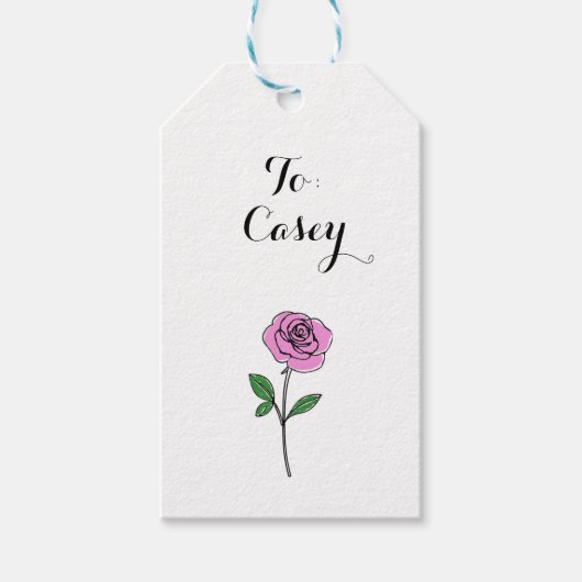 Étiquettes-cadeau Modern Pink Rose Custom Name (Devant)