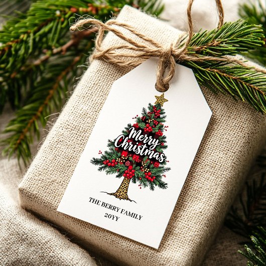 Étiquettes-cadeau Modern Red Black Tartan Gift Tag