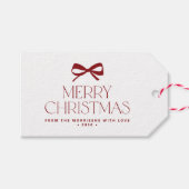 Étiquettes-cadeau Modern red bow minimalist Merry Christmas (Devant (Horizontal))