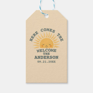 Étiquettes-cadeau Modern Retro Baby Shower Customizable Sticker 