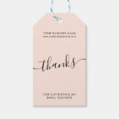 Étiquettes-cadeau Modern rose noir script entreprise merci (Devant)