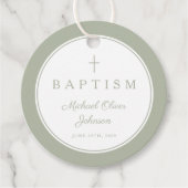 Étiquettes Cadeau Modern Sage Green Thank You Baptism (Devant)
