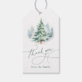 Étiquettes-cadeau Modern Script Christmas Tree Thank You (Devant)