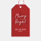 Étiquettes-cadeau Modern Script Merry & Bright Snowflakes Christmas (Devant)