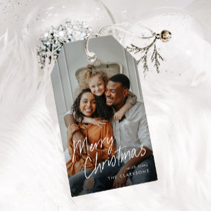 Étiquettes-cadeau Modern Simple Script Photo Joyeux Noël
