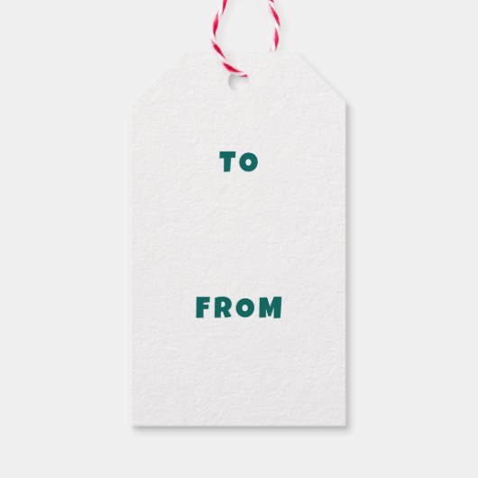 Étiquettes-cadeau Modern Swirl HAPPY HOLIDAYS CUSTOM Green TO FROM (Dos)