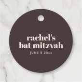 Étiquettes Cadeau Modern Typography Brown Bat Mitzvah Personalized (Dos)