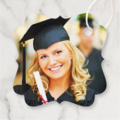 Étiquettes Cadeau Moderne 2025 Rose Gold Script photo Graduation (Dos)