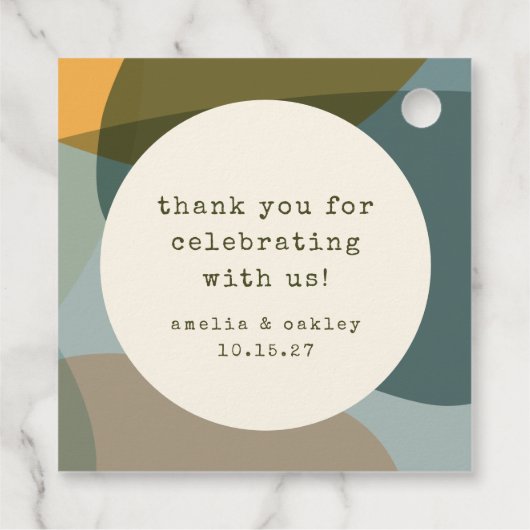 Étiquettes Cadeau Moderne Abstrait Sage Turquoise Custom Wedding Mer (Dos)