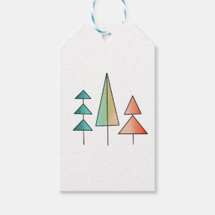 Étiquettes-cadeau moderne arc-en-ciel arbres roses sarcelle simple m