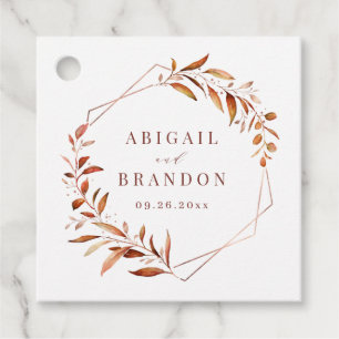 Étiquettes Cadeau Moderne Automne vert Mariage géométrique Rustique