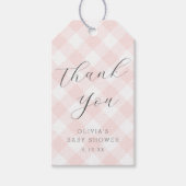 Étiquettes-cadeau Moderne + Baby shower rose clair doux En vichy (Devant)