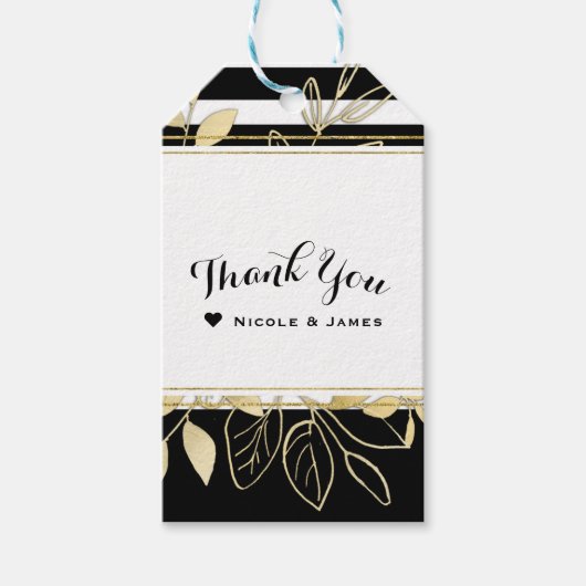 Étiquettes-cadeau Moderne Black Gold Botanical Glamor Chic Favor (Devant)