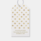 Étiquettes-cadeau Moderne Blanc & Or Pois mariage Faveur (Devant)