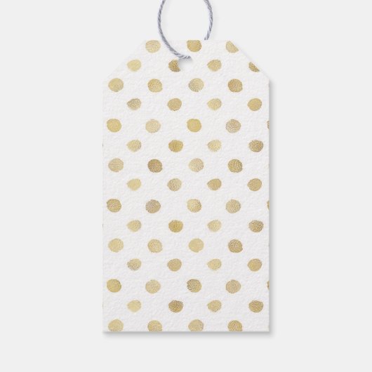 Étiquettes-cadeau Moderne Blanc & Or Pois mariage Faveur (Dos)