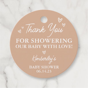 Étiquettes Cadeau Moderne Bonjour Bébé Coeurs Douche Merci