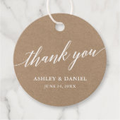 Étiquettes Cadeau Moderne Calligraphie Merci Mariage Kraft (Devant)