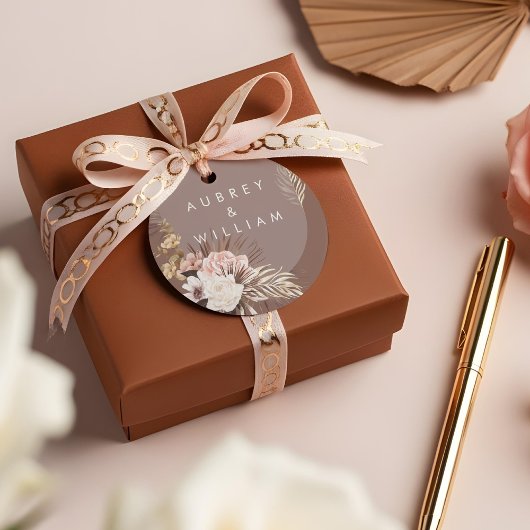 Étiquettes Cadeau Moderne Chic Bohème Aquarelle Mariage Floral