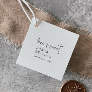 Étiquettes Cadeau Moderne chic noir et blanc amour est Mariage doux
