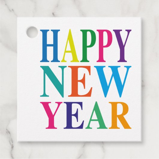 Étiquettes Cadeau Moderne coloré Bonne année (Devant)