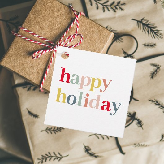 Étiquettes Cadeau Moderne Coloré Joyeux Vacances